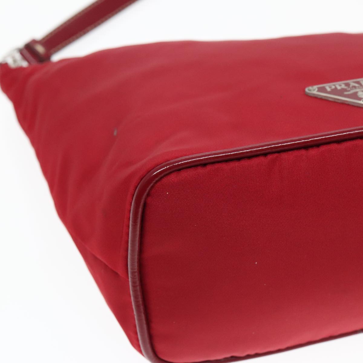 PRADA Accessory Pouch Nylon Red Silver Auth 92906