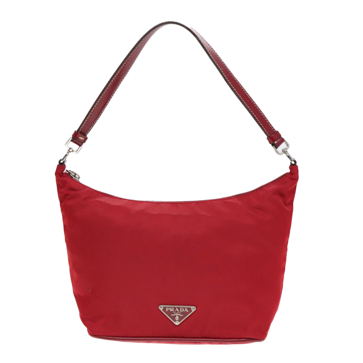 PRADA Accessory Pouch Nylon Red Silver Auth 92906