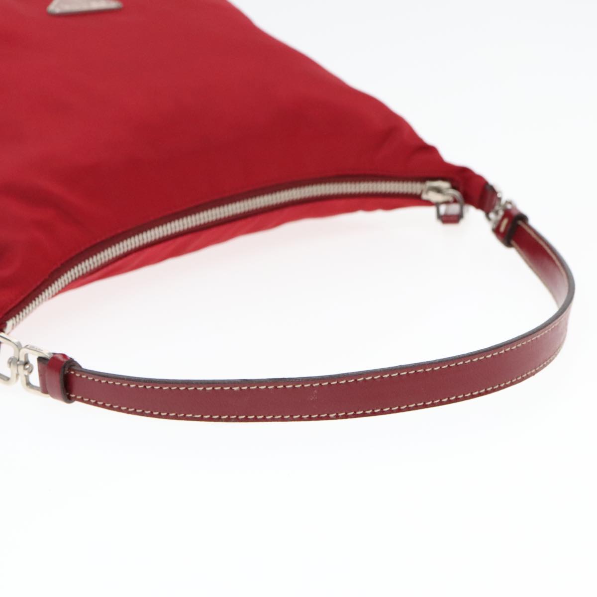 PRADA Accessory Pouch Nylon Red Silver Auth 92906