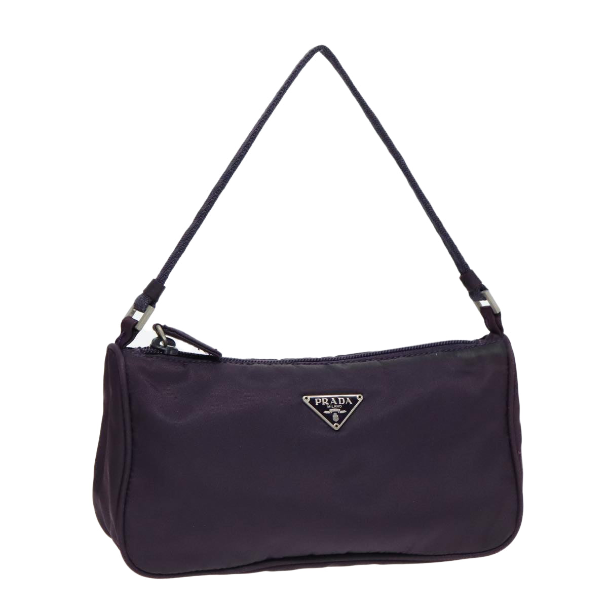 PRADA Accessory Pouch Nylon Purple Silver Auth 92908