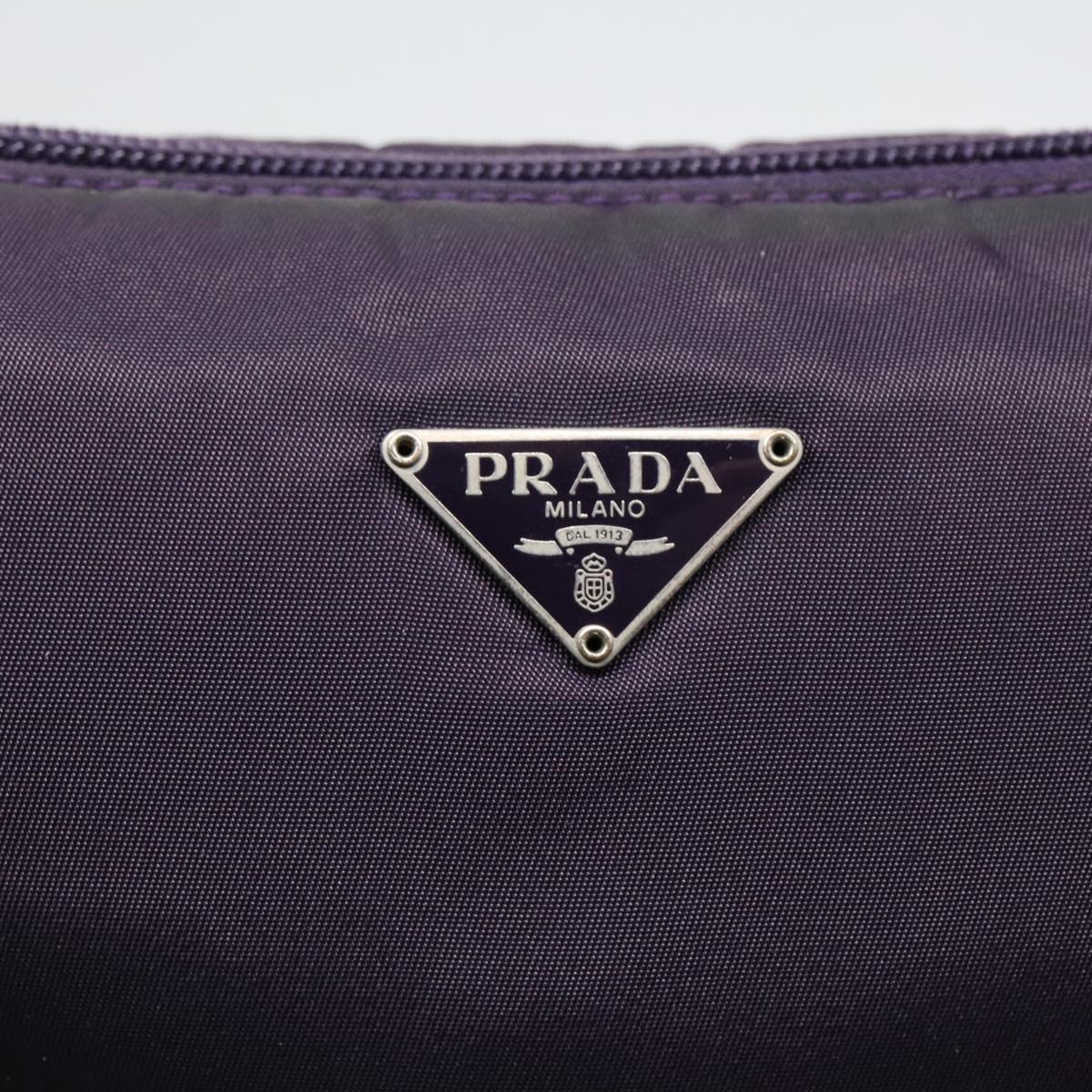 PRADA Accessory Pouch Nylon Purple Silver Auth 92908