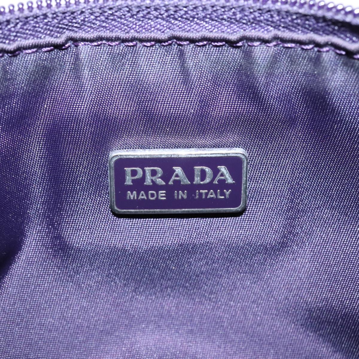 PRADA Accessory Pouch Nylon Purple Silver Auth 92908