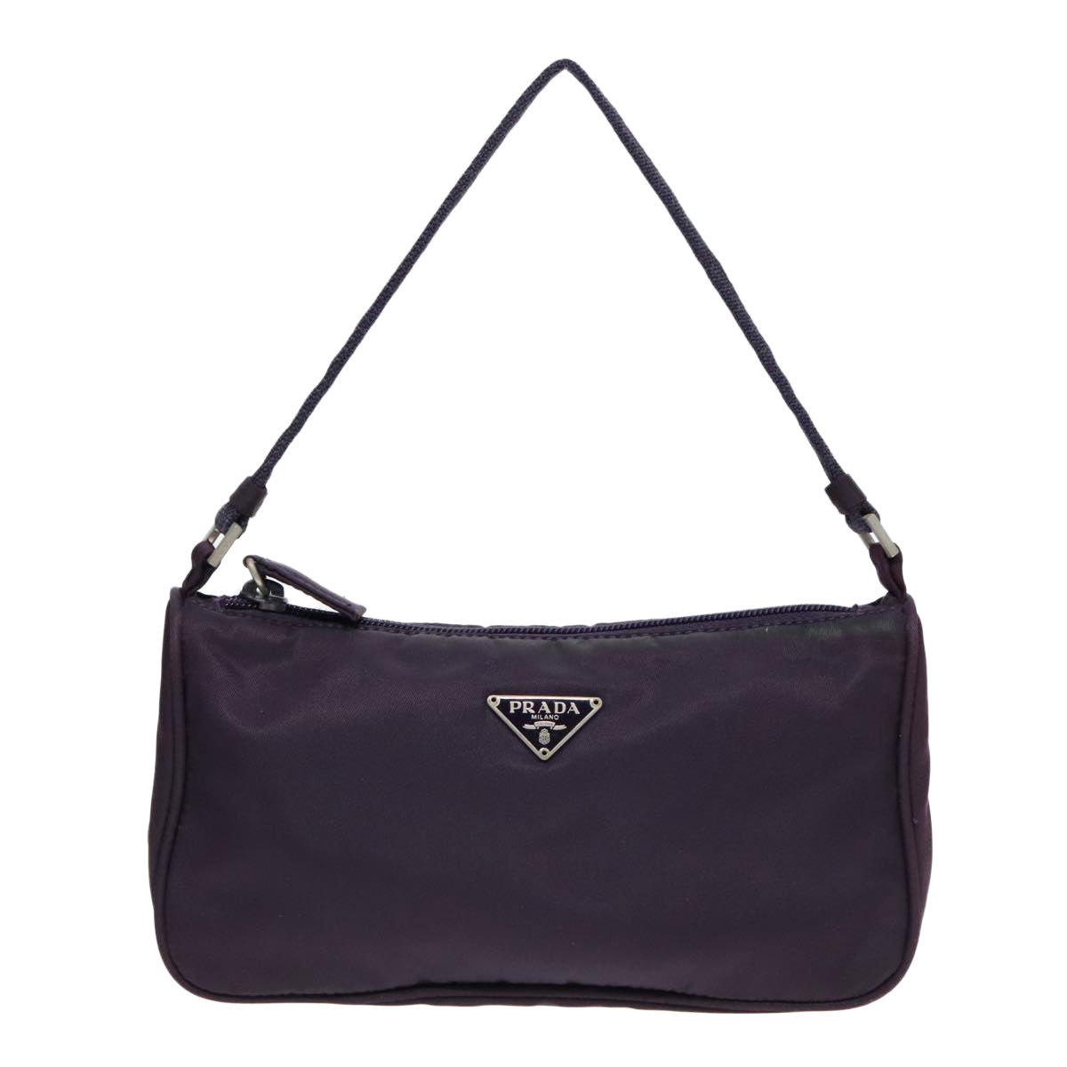 PRADA Accessory Pouch Nylon Purple Silver Auth 92908