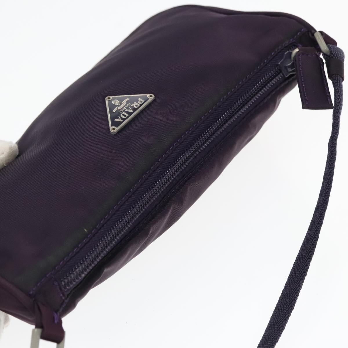 PRADA Accessory Pouch Nylon Purple Silver Auth 92908