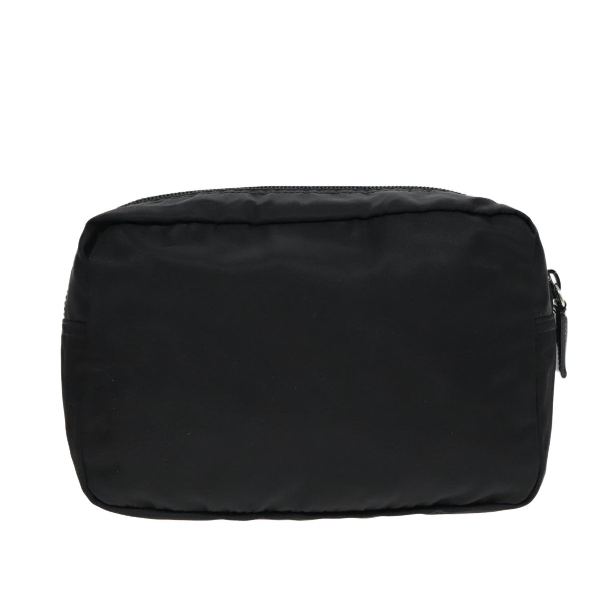 PRADA Pouch Nylon Black Silver Auth 92913