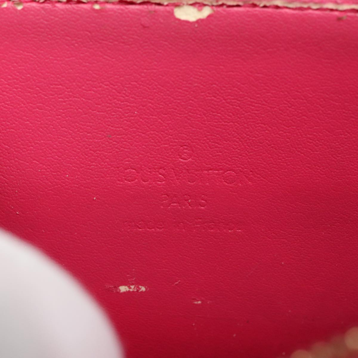 LOUIS VUITTON Monogram Vernis Motto Pouch Fuchsia Pink M91225 LV Auth 92928