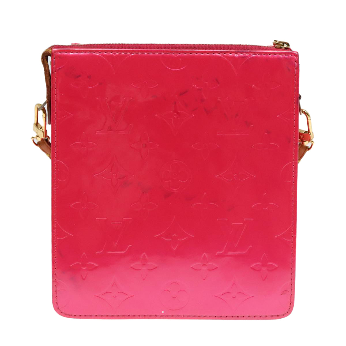 LOUIS VUITTON Monogram Vernis Motto Pouch Fuchsia Pink M91225 LV Auth 92928