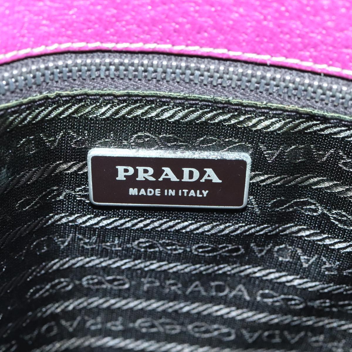 PRADA Hand Bag Leather Purple Silver Auth 92932