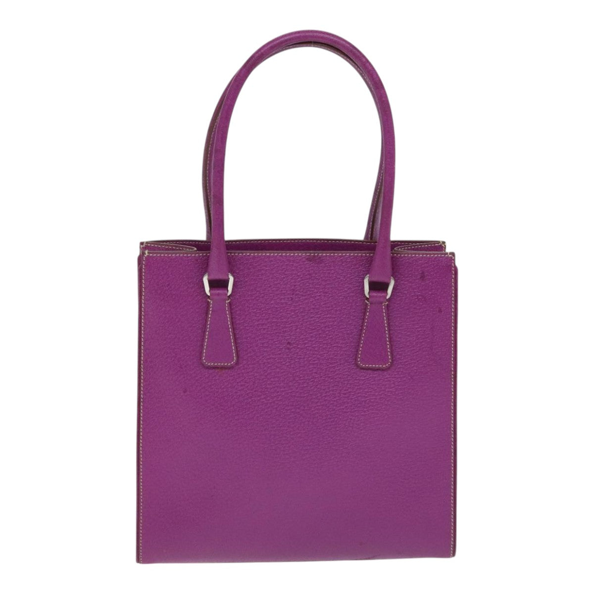 PRADA Hand Bag Leather Purple Silver Auth 92932