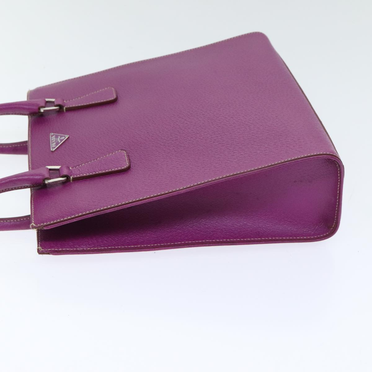 PRADA Hand Bag Leather Purple Silver Auth 92932