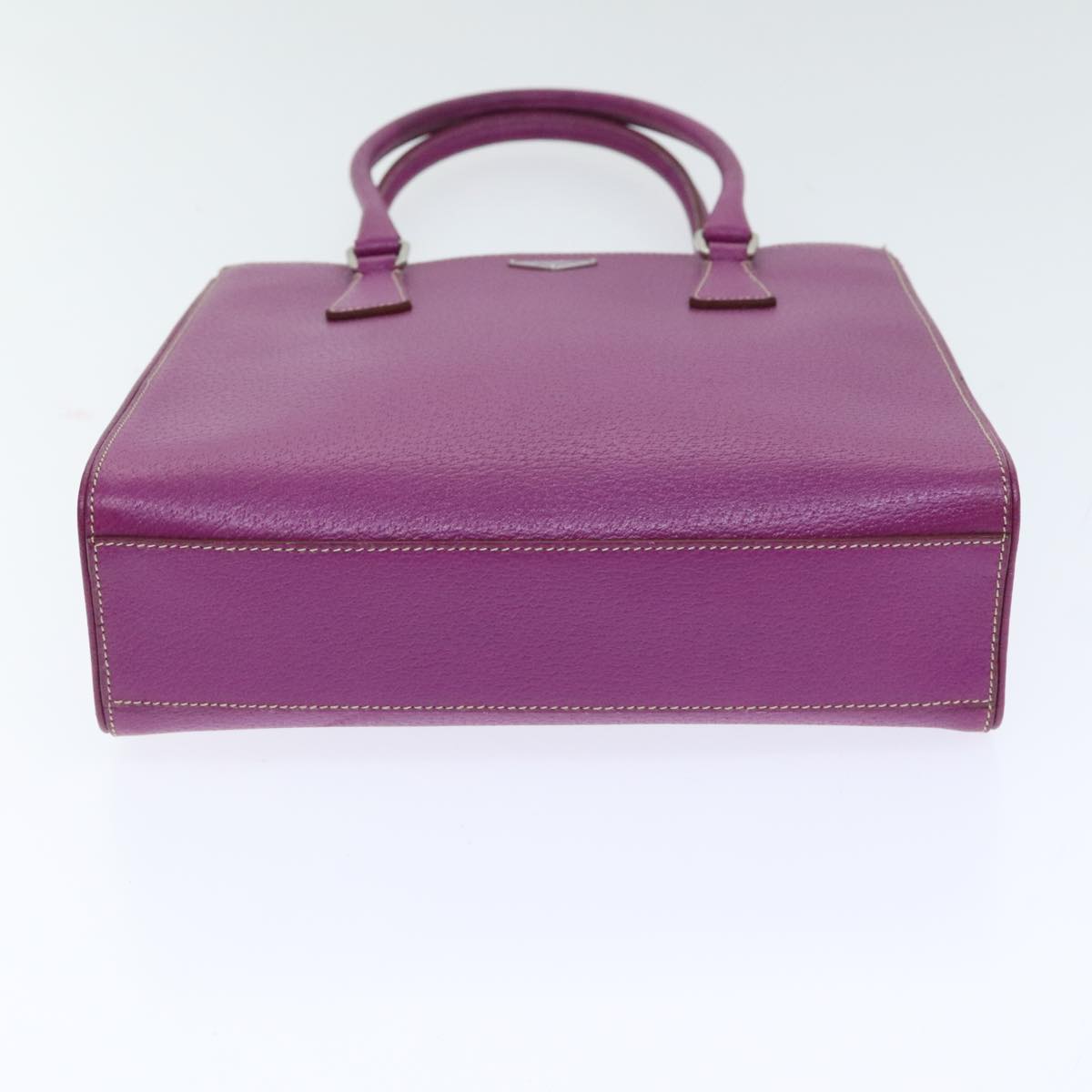 PRADA Hand Bag Leather Purple Silver Auth 92932