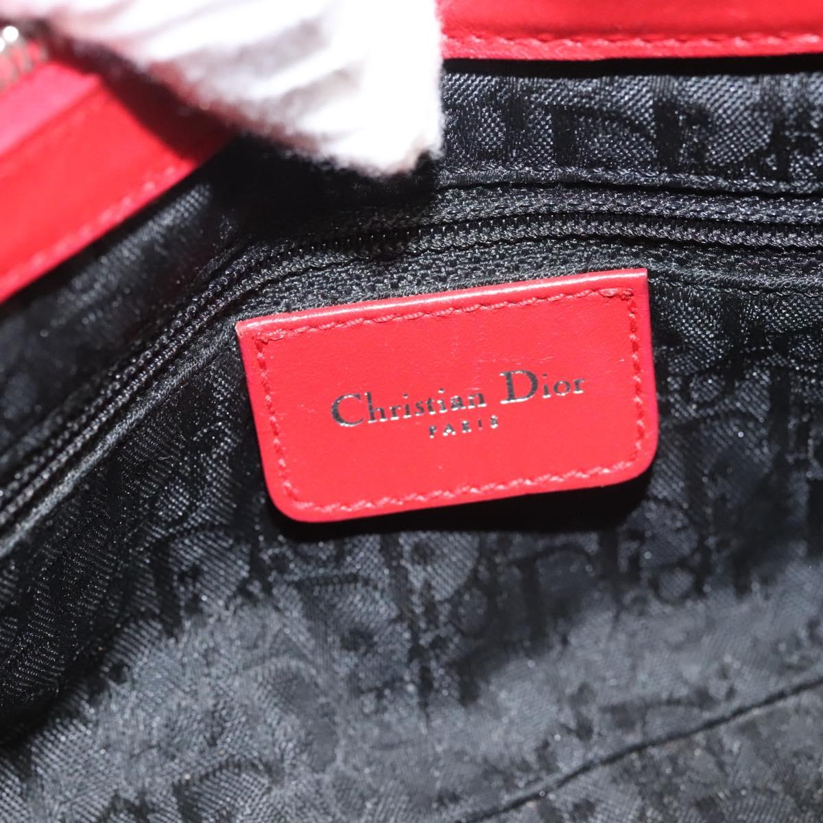 Christian Dior Shoulder Bag Leather Black Red Silver Auth 92933