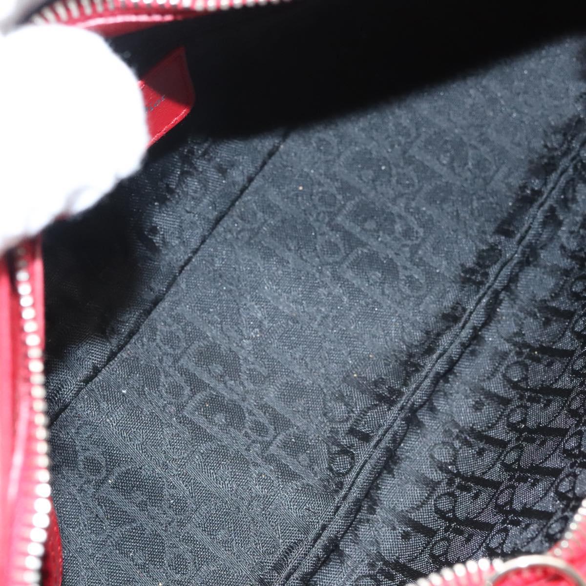 Christian Dior Shoulder Bag Leather Black Red Silver Auth 92933