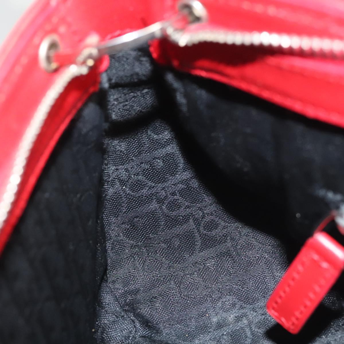 Christian Dior Shoulder Bag Leather Black Red Silver Auth 92933