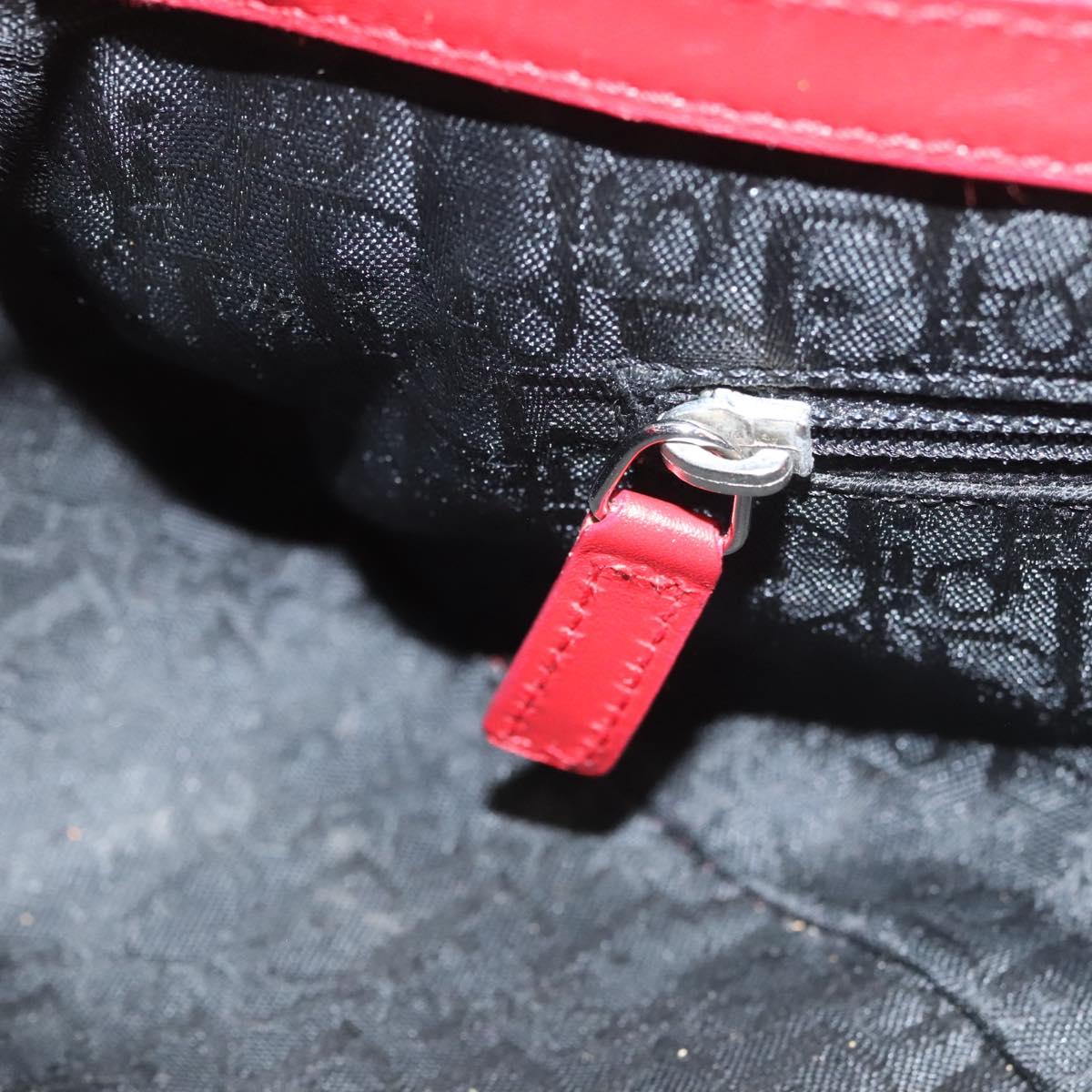 Christian Dior Shoulder Bag Leather Black Red Silver Auth 92933