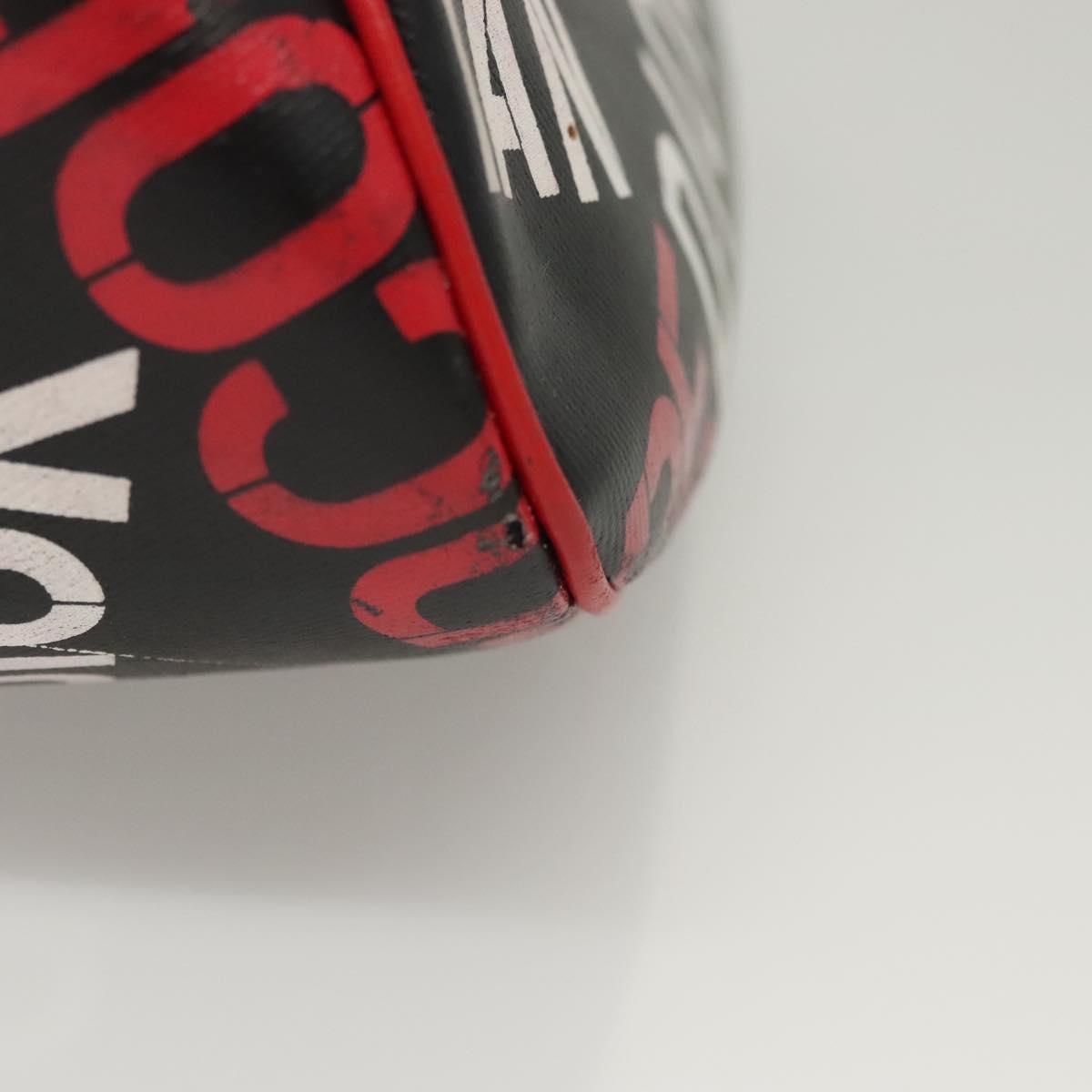 Christian Dior Shoulder Bag Leather Black Red Silver Auth 92933