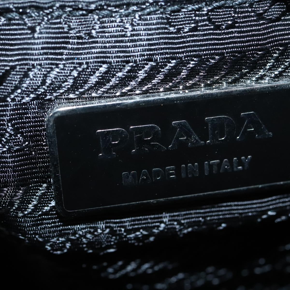 PRADA Hand Bag Nylon Black Silver Auth 92975