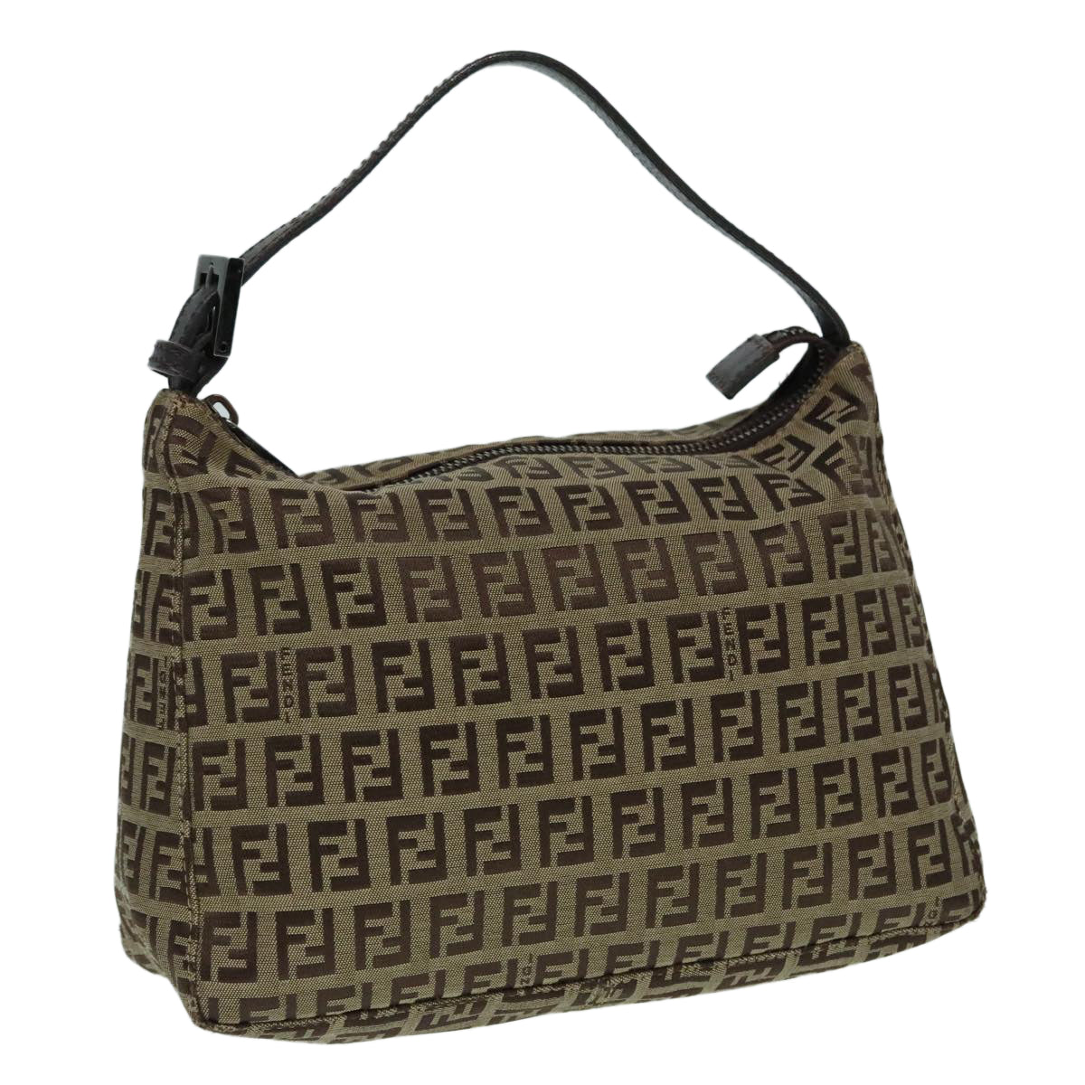 FENDI Zucchino Canvas Hand Bag Beige Brown Auth 92979