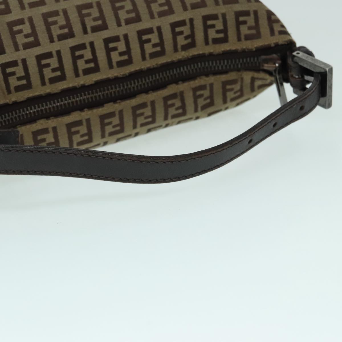 FENDI Zucchino Canvas Hand Bag Beige Brown Auth 92979