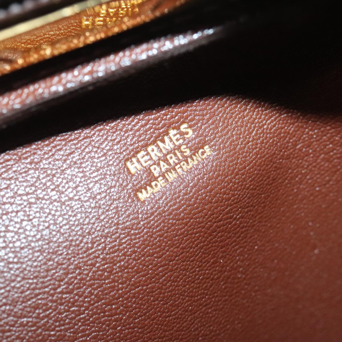 HERMES Hand Bag Leather Brown Gold Auth 92984