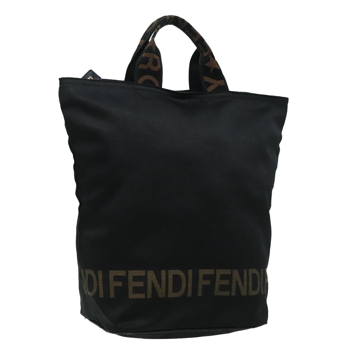 FENDI Hand Bag Nylon Black Auth 92994