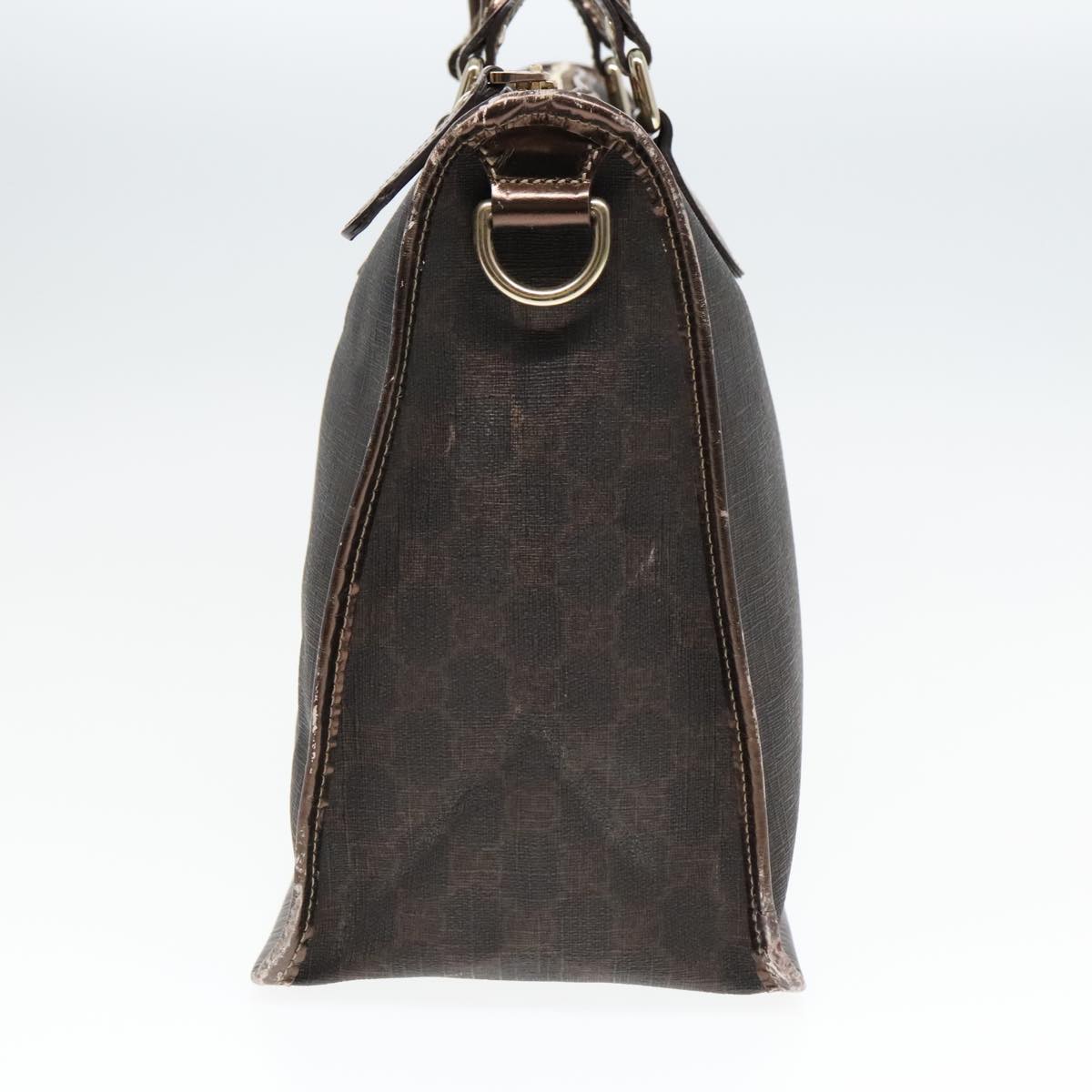 GUCCI GG Canvas Hand Bag Brown Gold 190259 Auth 92995