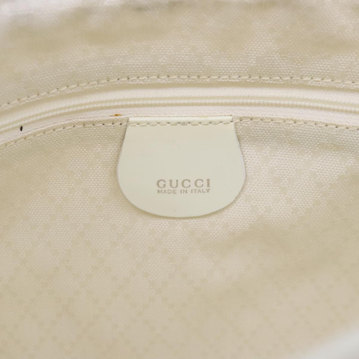 GUCCI Bamboo Hand Bag Leather Nylon White Silver 000 2040 0538 Auth 92996