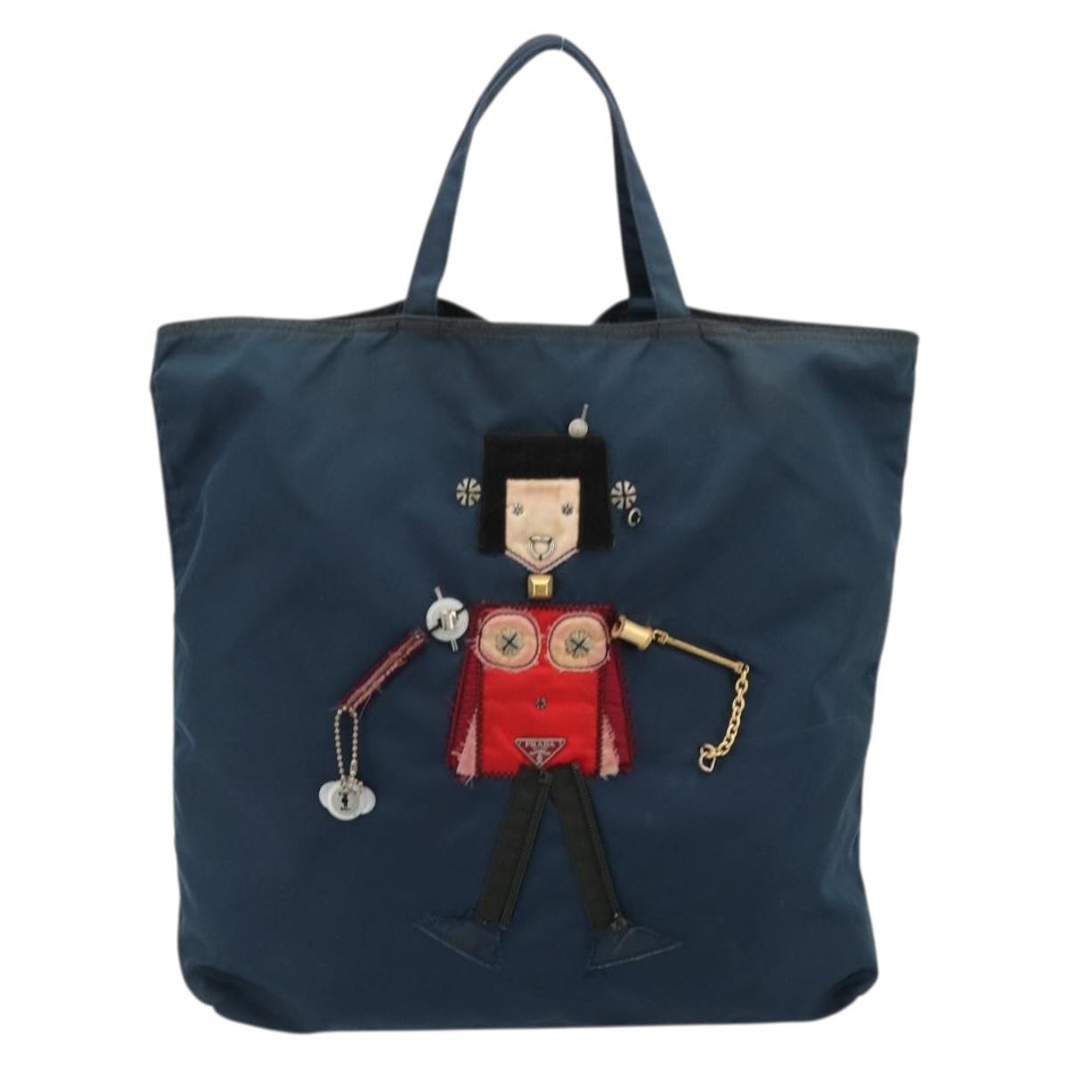 PRADA Robot Tote Bag Nylon Navy Auth 93015