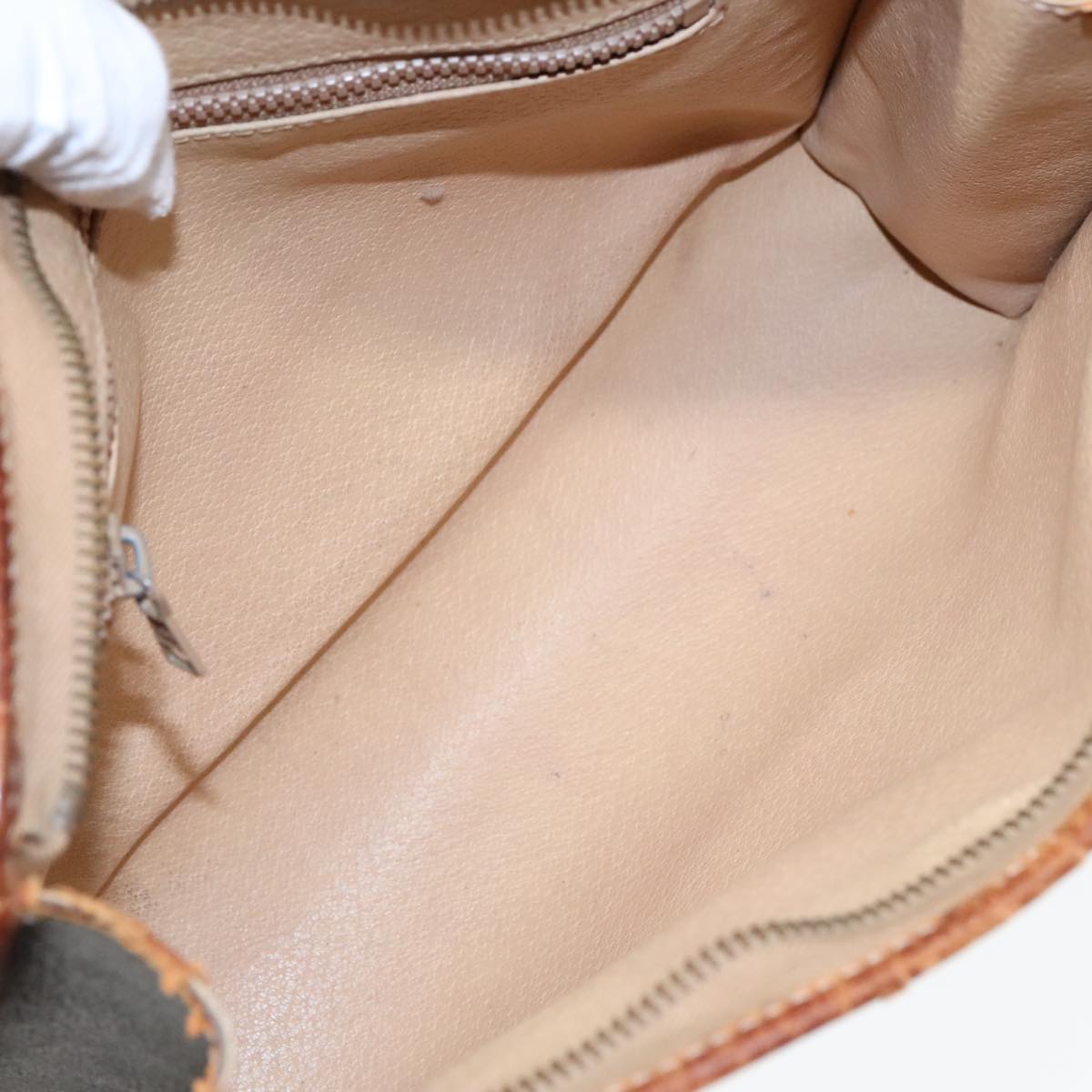 CELINE Macadam Canvas Clutch Bag PVC Leather Brown Gold Auth 93034