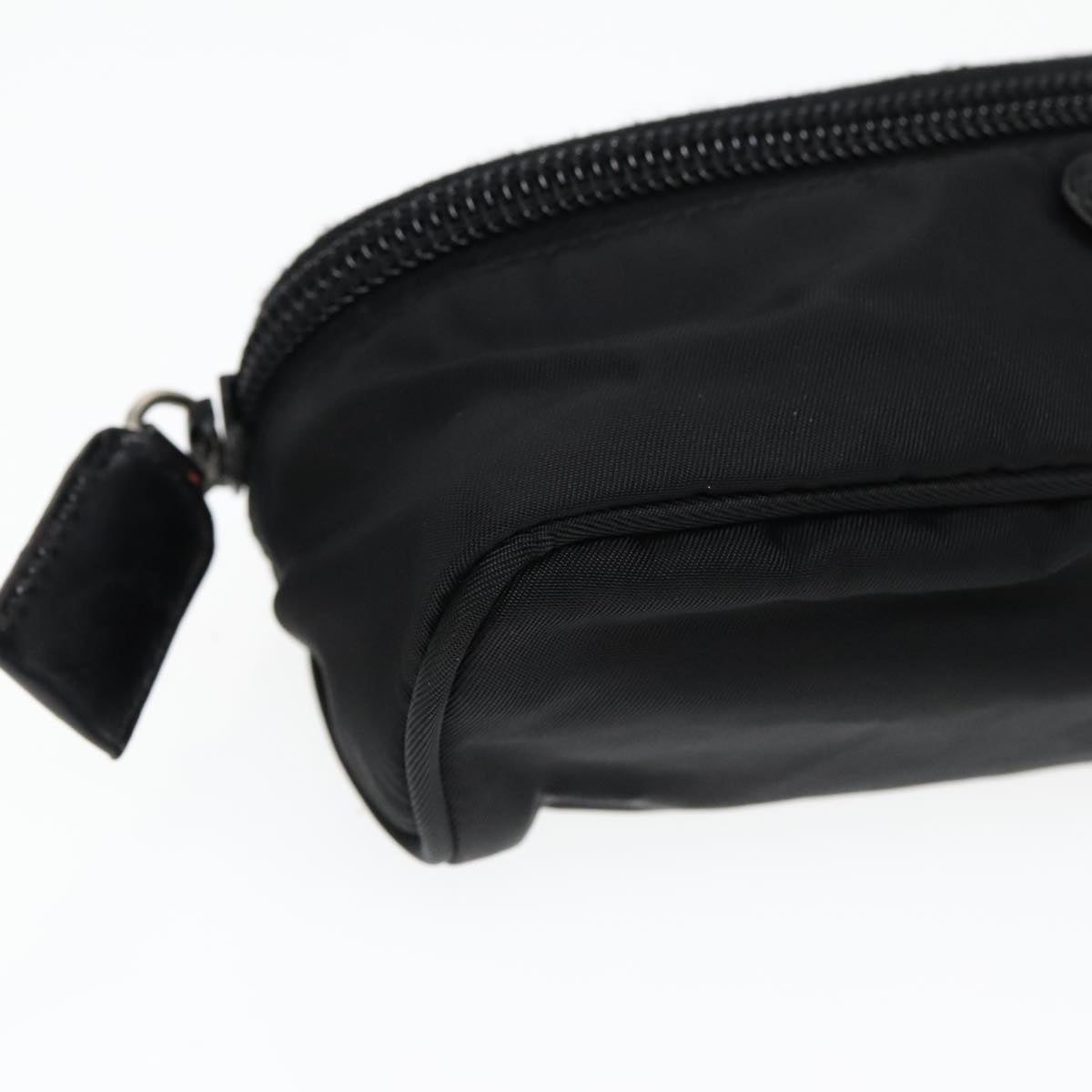 PRADA Vanity Pouch Nylon Black Silver Auth 93039