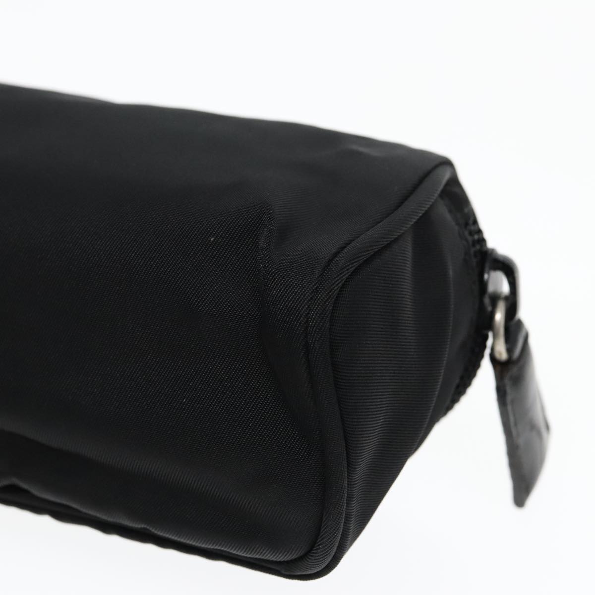 PRADA Vanity Pouch Nylon Black Silver Auth 93039