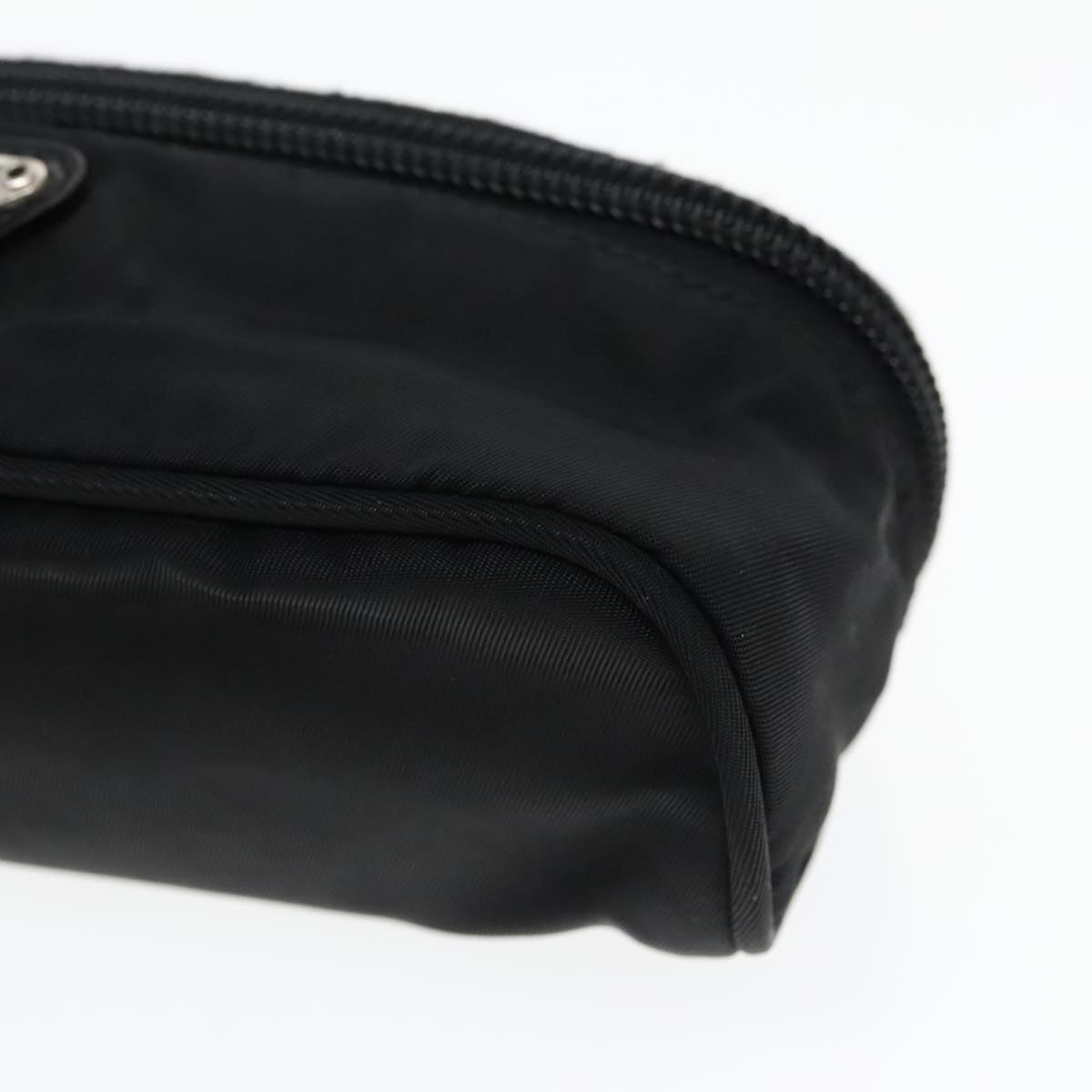 PRADA Vanity Pouch Nylon Black Silver Auth 93039