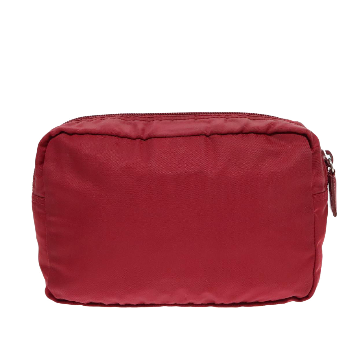 PRADA Pouch Nylon Red Silver Auth 93043