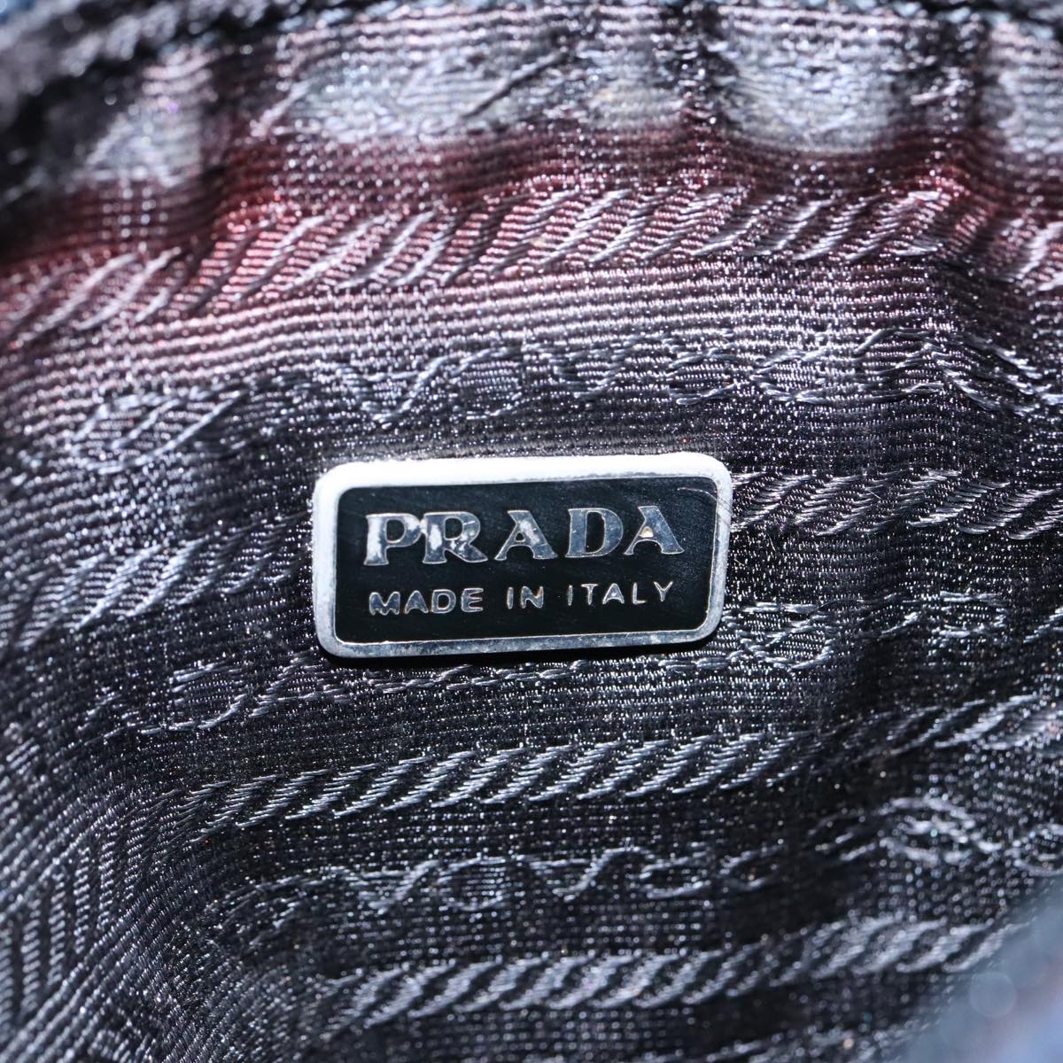 PRADA Pouch Nylon Navy Silver Auth 93044