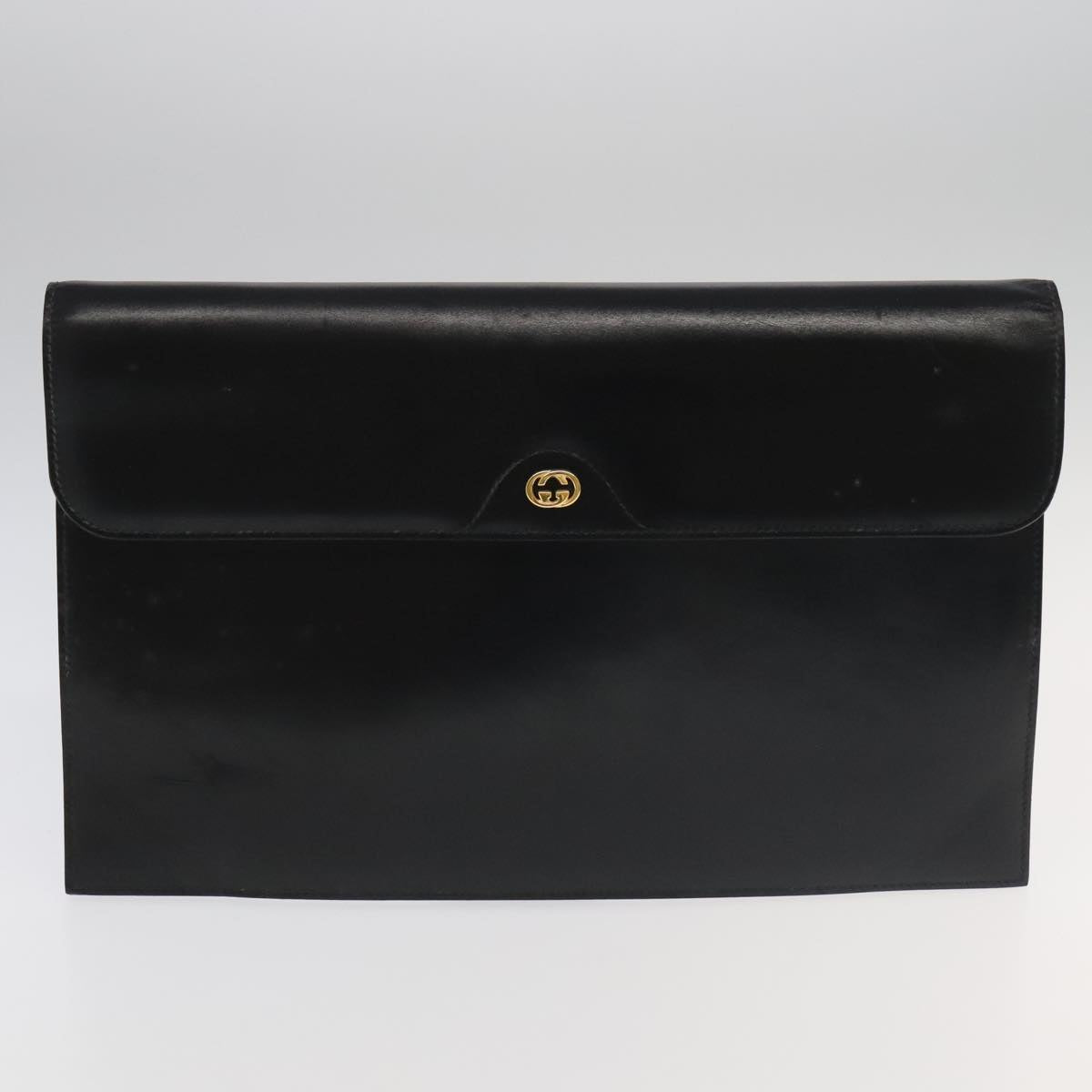 GUCCI Business Bag Leather Black Auth 93060