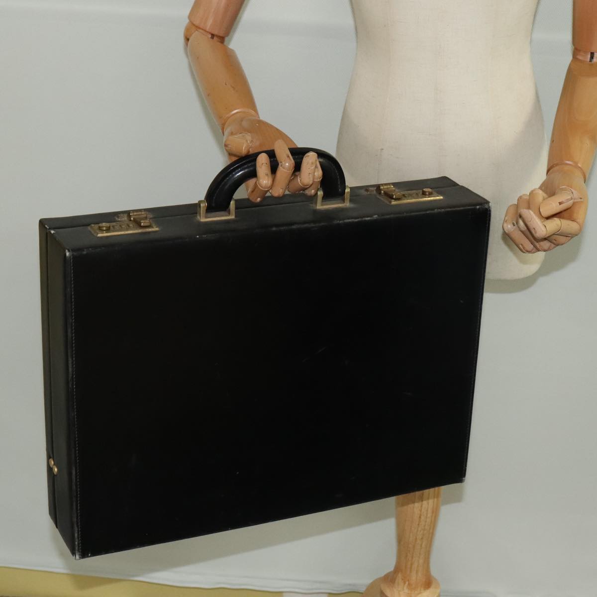 GUCCI Business Bag Leather Black Auth 93060