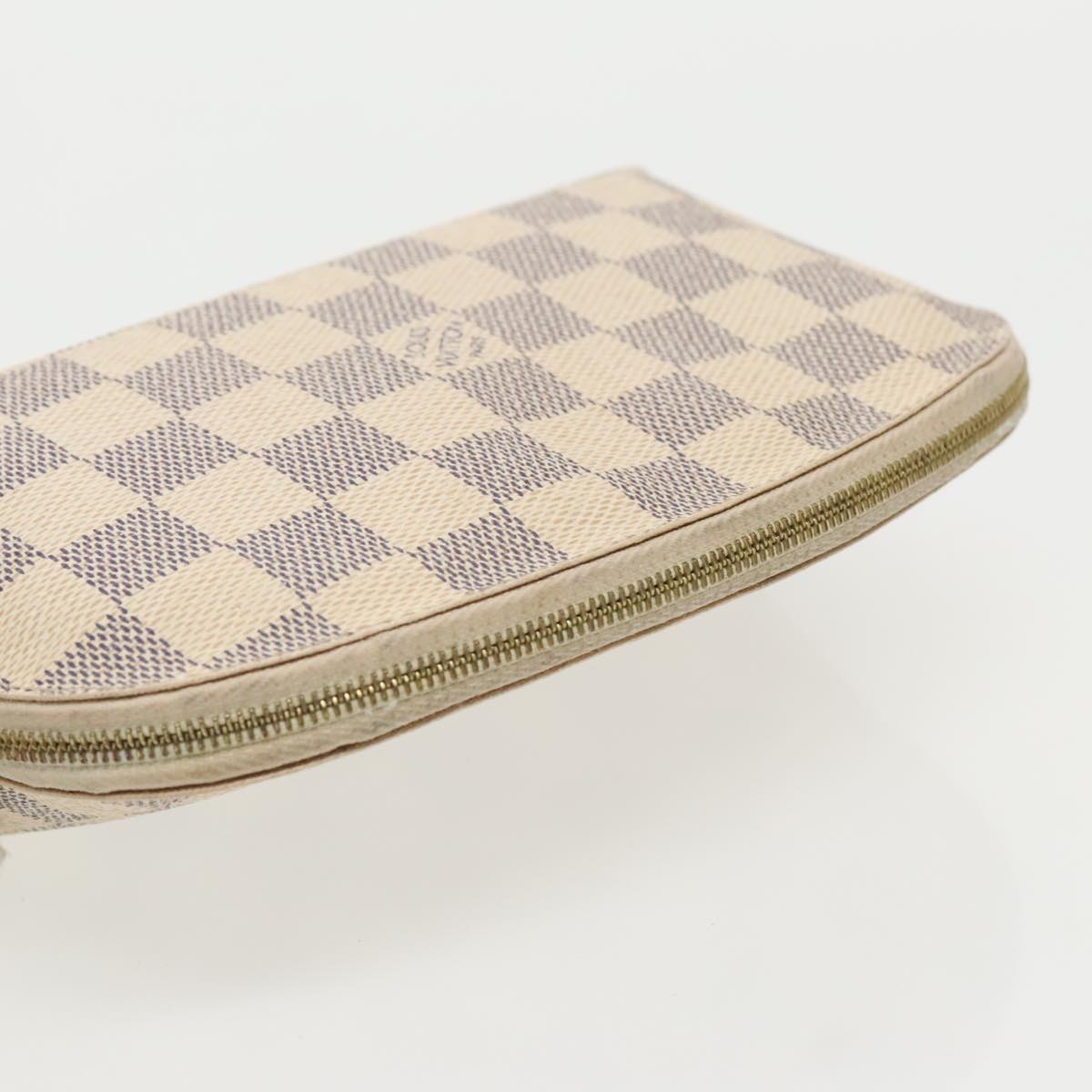 LOUIS VUITTON Damier Azur Pochette Cosmetic PM Pouch N60024 LV Auth 93061