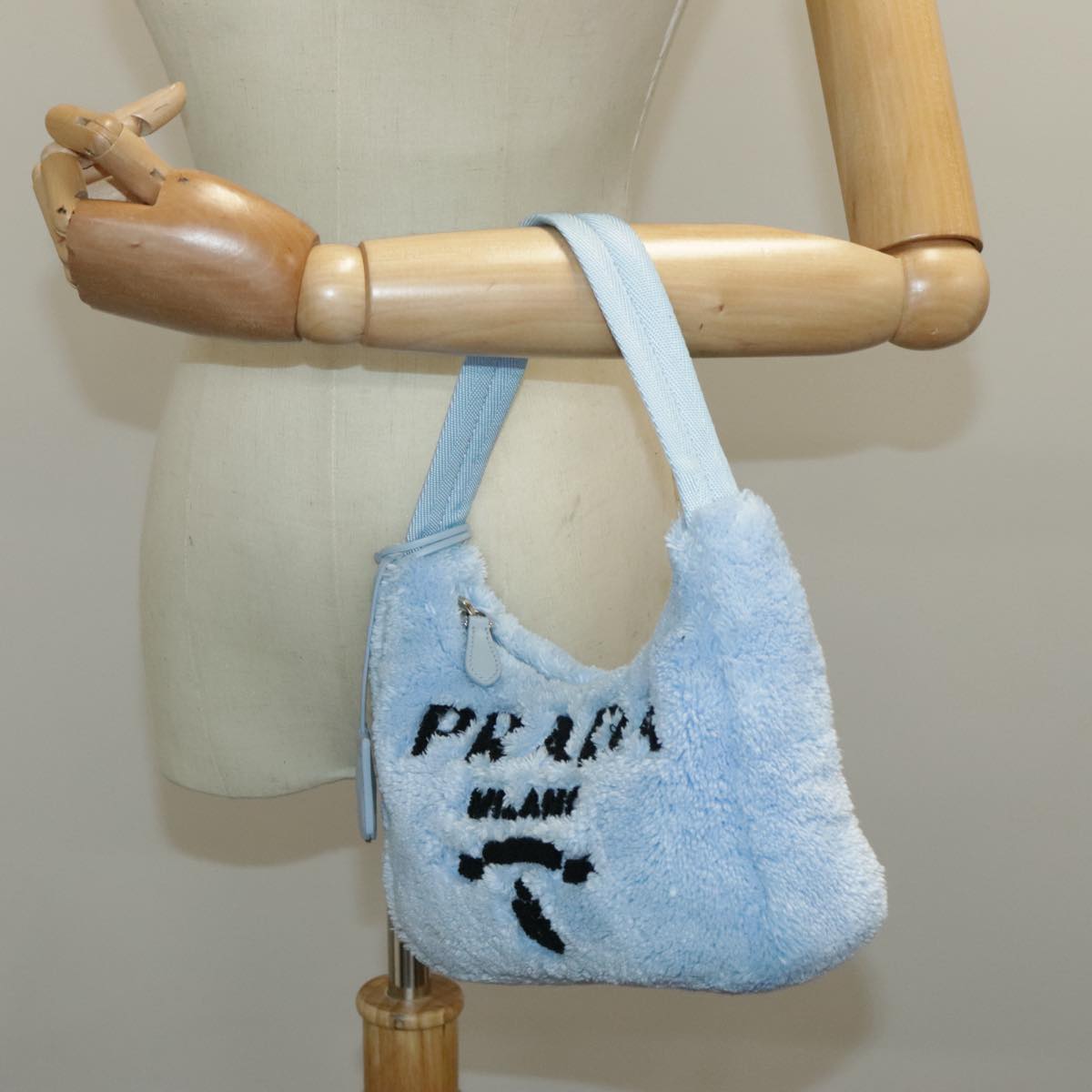 PRADA Mini Hand Bag Pile Blue Auth 93077AM
