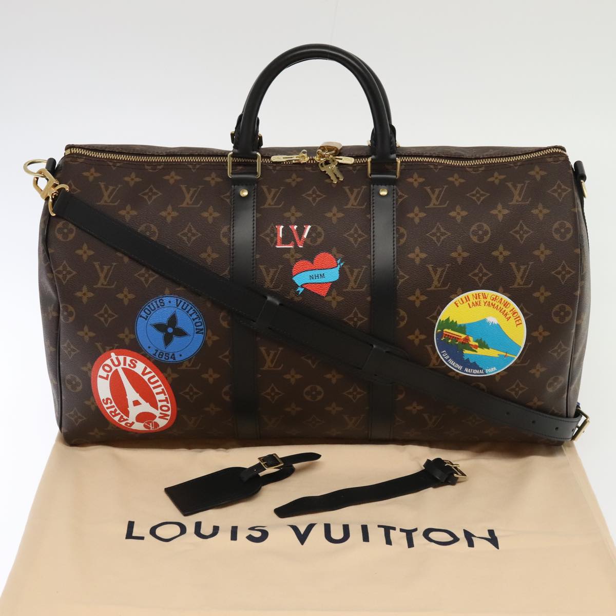 LOUIS VUITTON Monogram My LV Sticker Keepall Bandouliere 50 Bag LV Auth 93086S