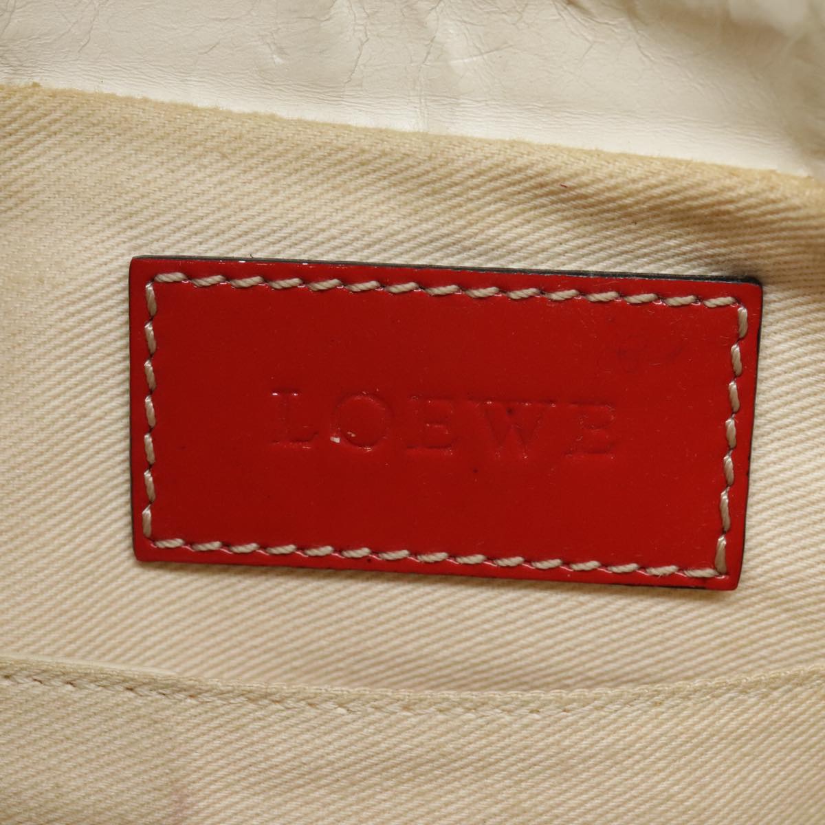 LOEWE Anagram Shoulder Bag PVC Red White Auth 93247