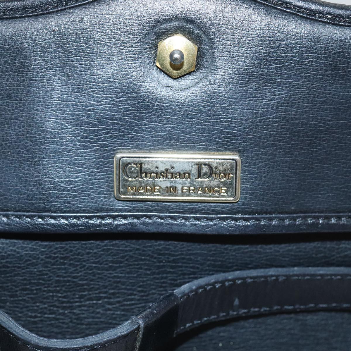 Christian Dior Hand Bag Leather 2way Black Gold Auth 93249