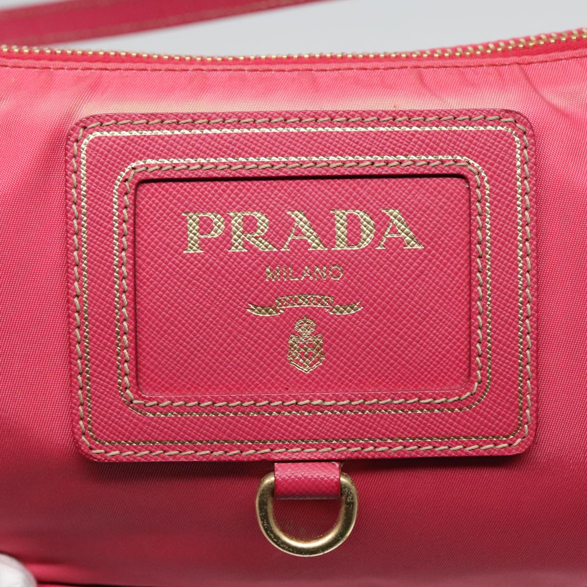 PRADA Accessory Pouch Nylon Pink Gold Auth 93255