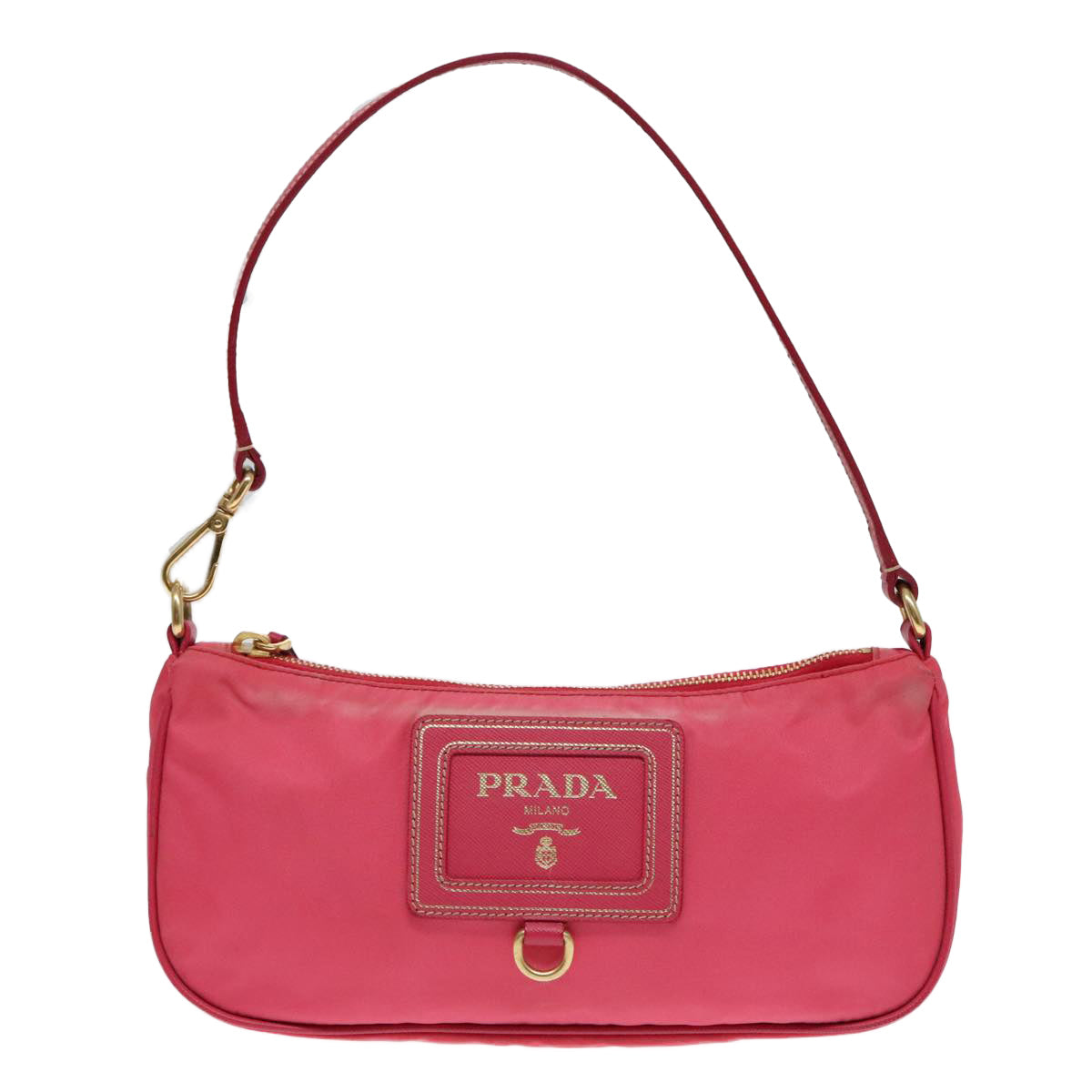 PRADA Accessory Pouch Nylon Pink Gold Auth 93255