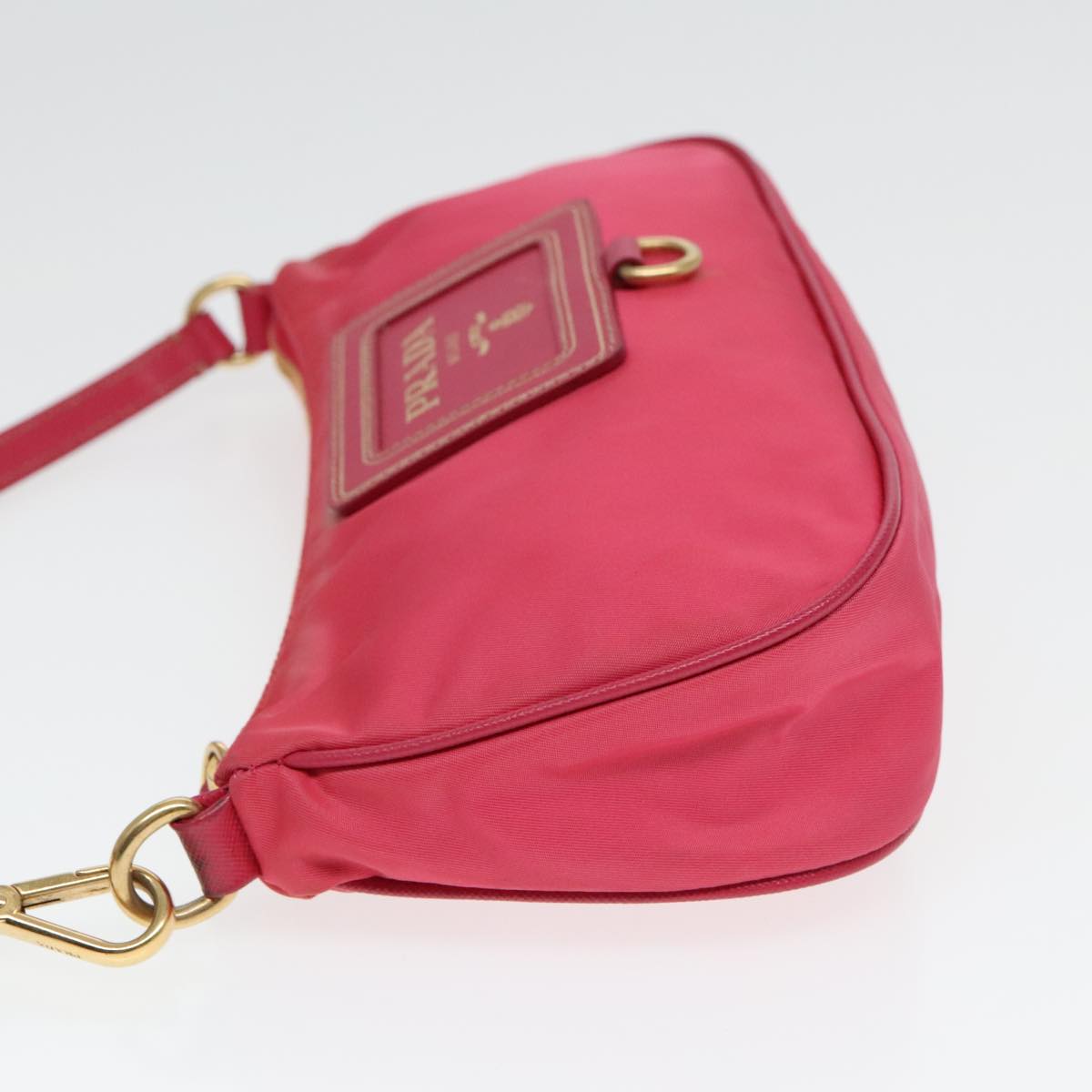 PRADA Accessory Pouch Nylon Pink Gold Auth 93255