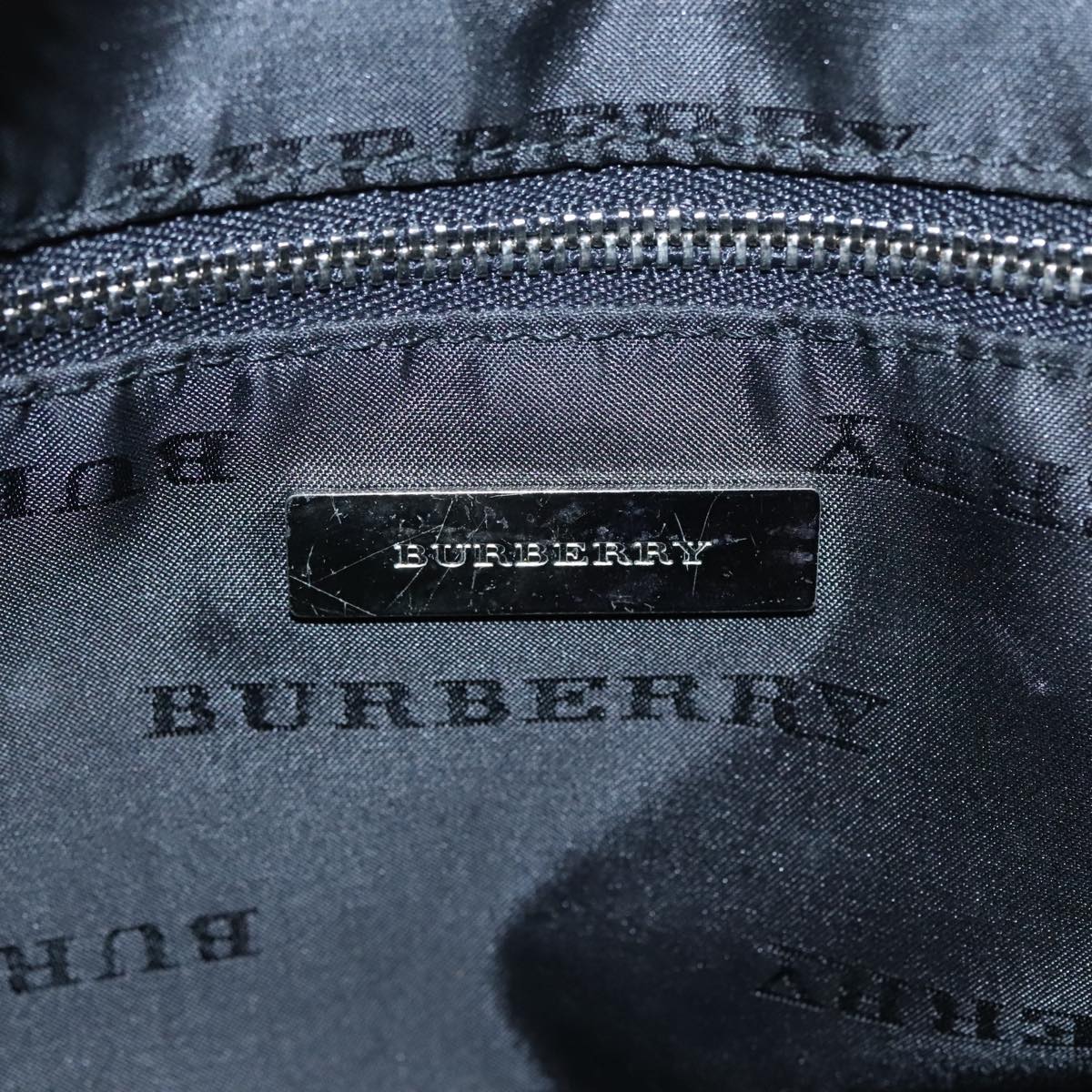 BURBERRY Nova Check Hand Bag Canvas Gray Silver Auth 93291