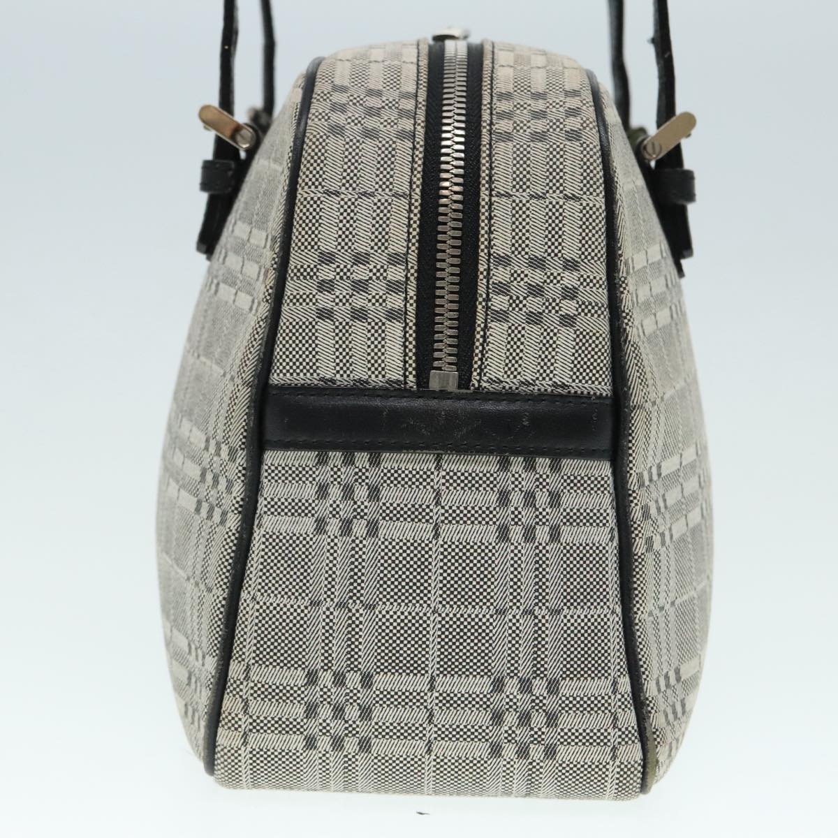 BURBERRY Nova Check Hand Bag Canvas Gray Silver Auth 93291