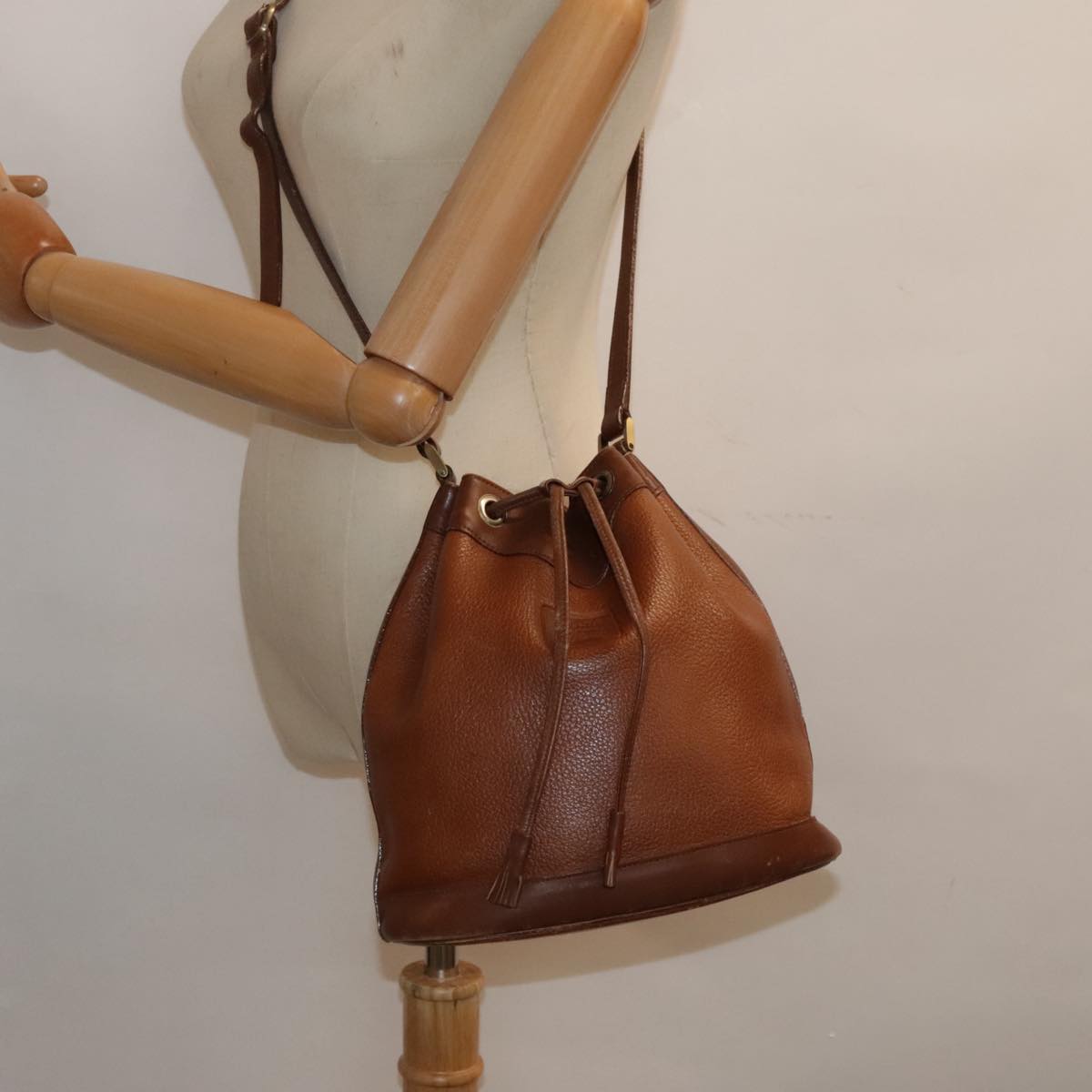 Burberrys Shoulder Bag Leather Brown Gold Auth 93294