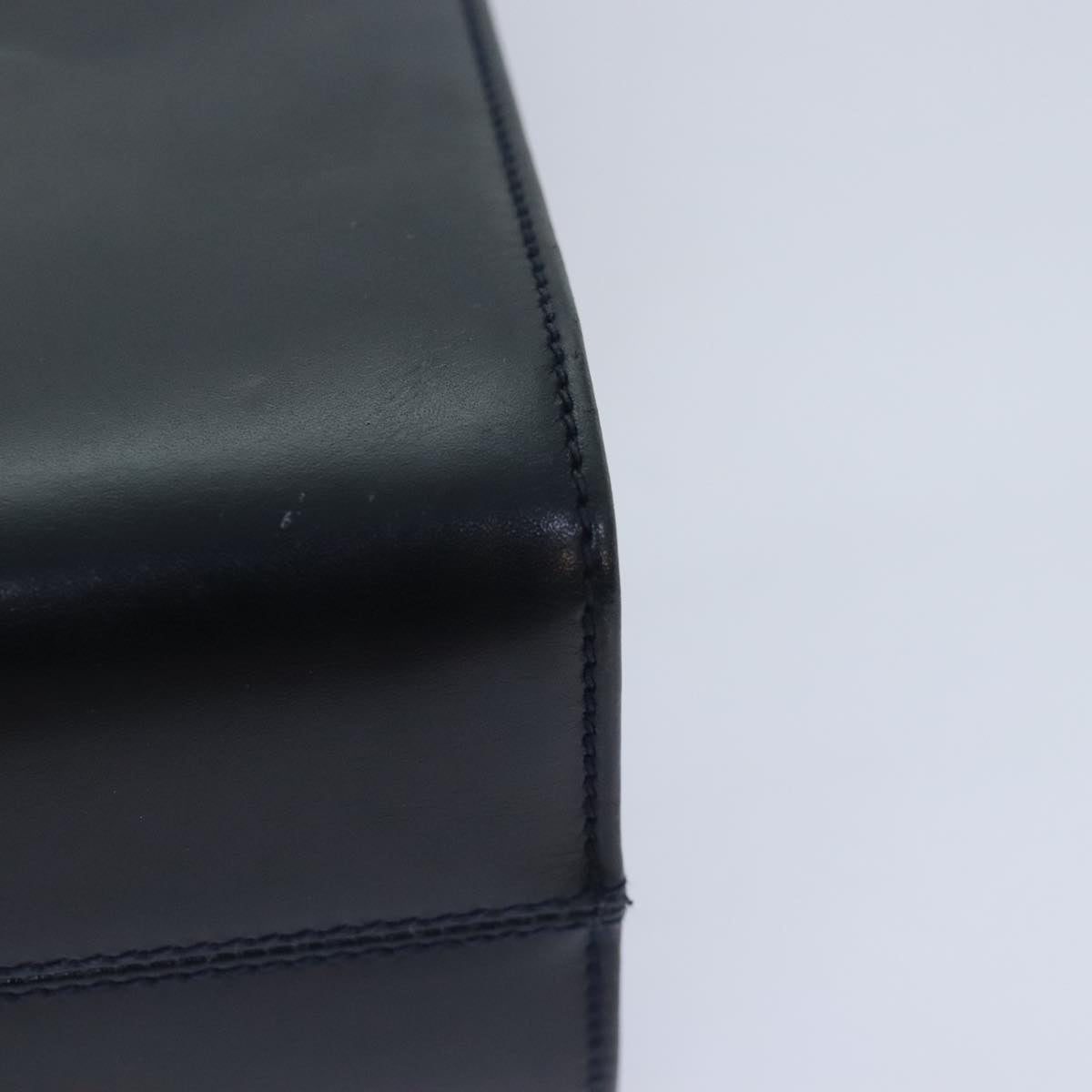 Salvatore Ferragamo Vala Hand Bag Leather Navy Gold Auth 93311