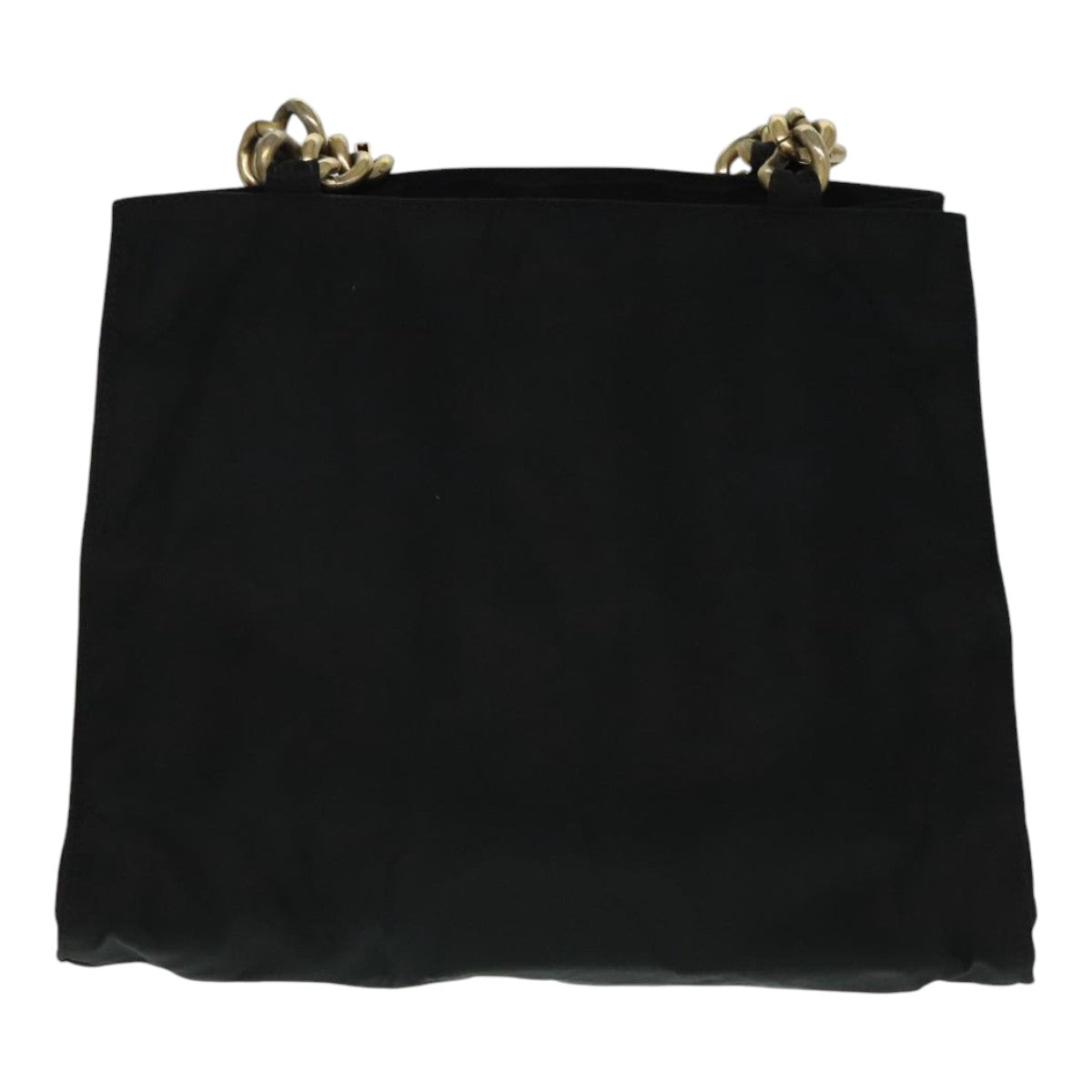 PRADA Hand Bag Nylon Black Gold Auth 93333