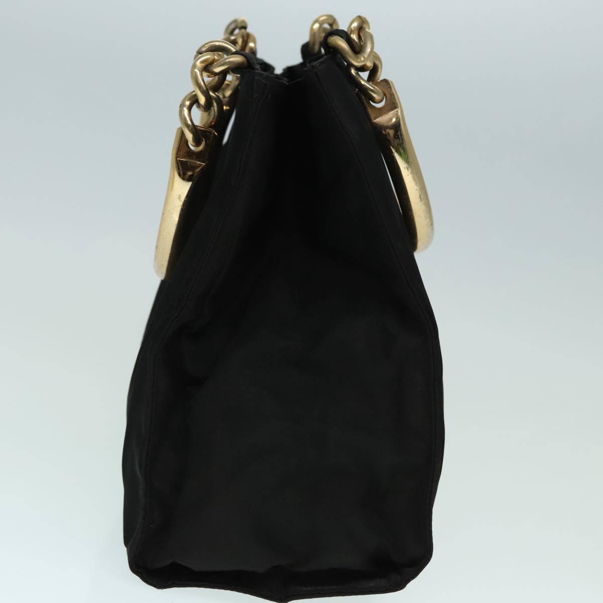 PRADA Hand Bag Nylon Black Gold Auth 93333